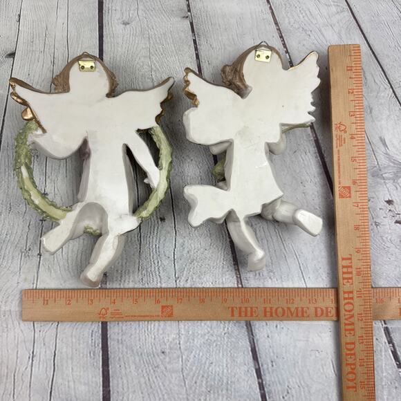 Touch of Class Porcelain Like Angels Wall Figurine Set 10" 2 Piece - Picture 6 of 8